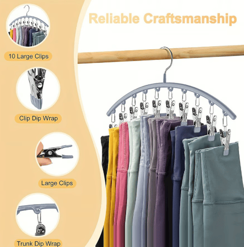 2er-Set Leggings-Organizer Kleiderbügel – mit 20 Clips für platzsparende Aufbewahrung!