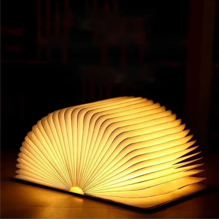 Faltbare kabellose LED-Holzlampe – 3 Lichtfarben, modern und stilvoll