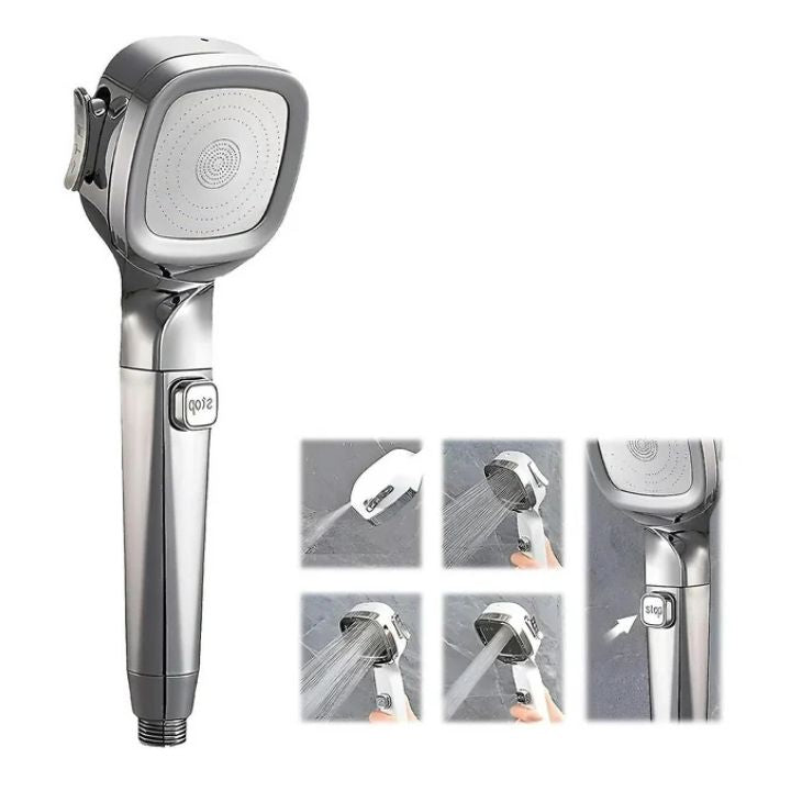 Handbrause mit 4 Strahlarten & Stopptaste – Hochdruck