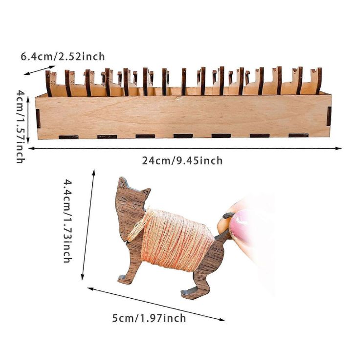 Holzspulen-Set mit Tiermotiven – Organizer für Stickgarn (15 Spulen)