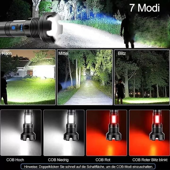 LED-Taschenlampe mit Laser – Aufladbar & robust