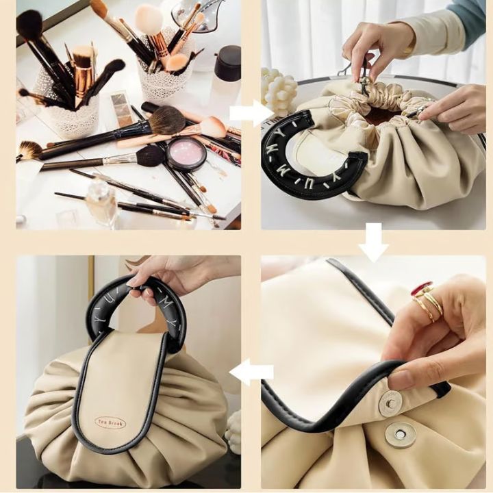 Kompakte Make-up-Tasche mit Kordelzug – Elegante Aufbewahrung für Reisen und Alltag
