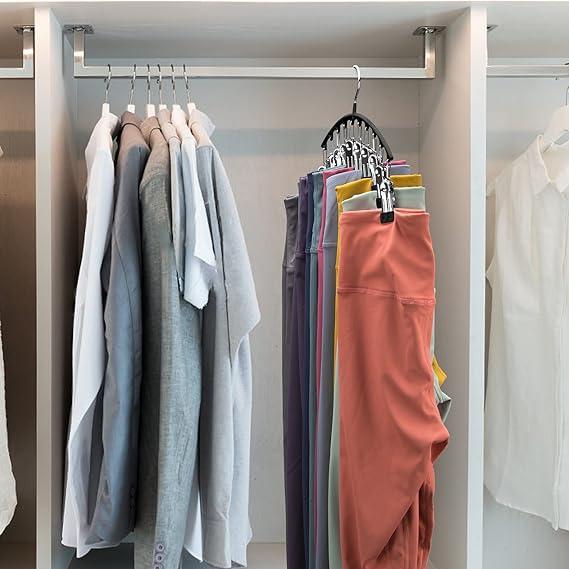 2er-Set Leggings-Organizer Kleiderbügel – mit 20 Clips für platzsparende Aufbewahrung!