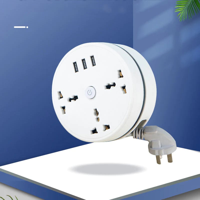 Universelle Steckdosenleiste mit einziehbarem Kabel & USB-Ports