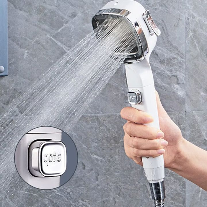 Handbrause mit 4 Strahlarten & Stopptaste – Hochdruck