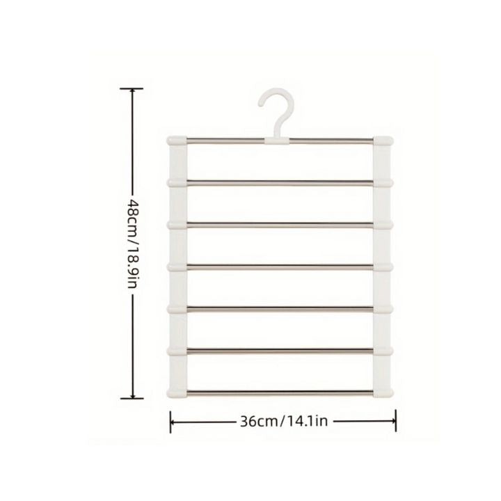 7 Stangen Platzsparender Edelstahl-Hosenbügel
