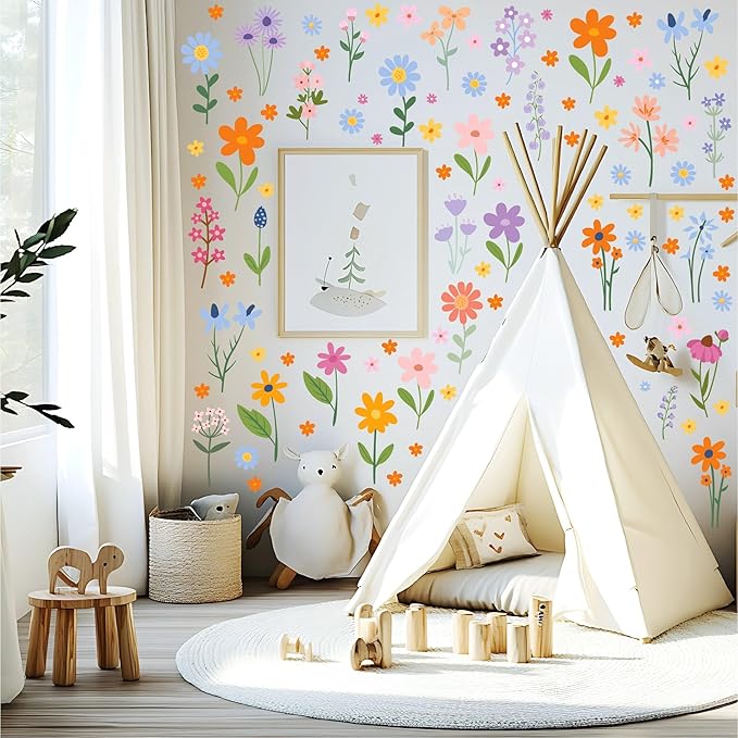 8 Bögen Frühlingshafte Blumen-Wandsticker – 102 selbstklebende Motive für ein frisches Zuhause!