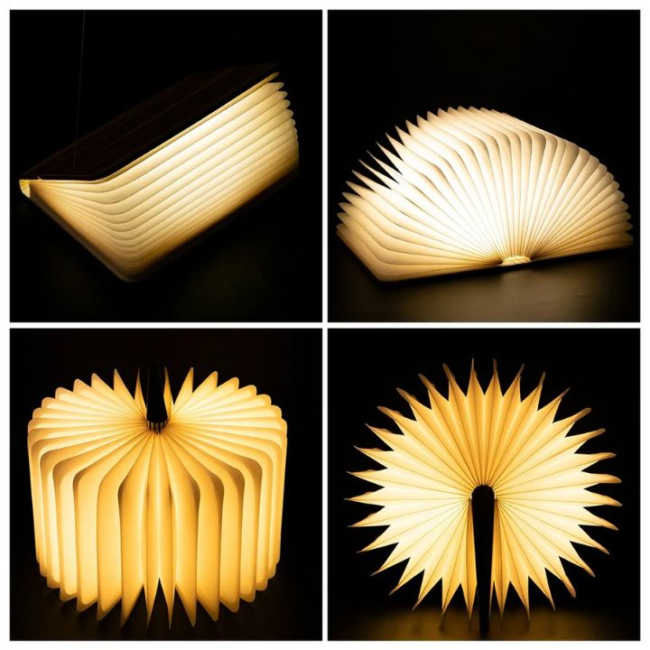 Faltbare kabellose LED-Holzlampe – 3 Lichtfarben, modern und stilvoll