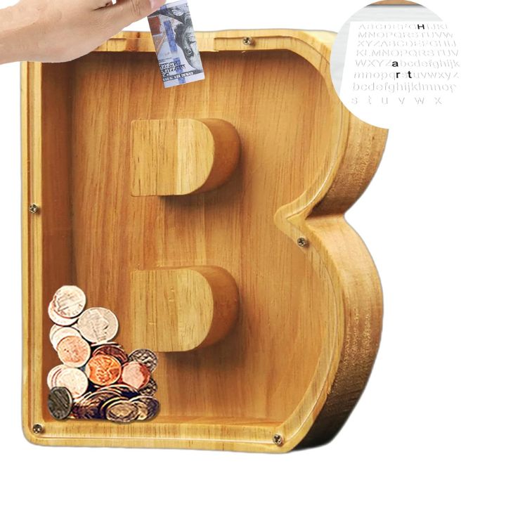 Buchstaben Holz-Spardose – Personalisierbare Geldbox
