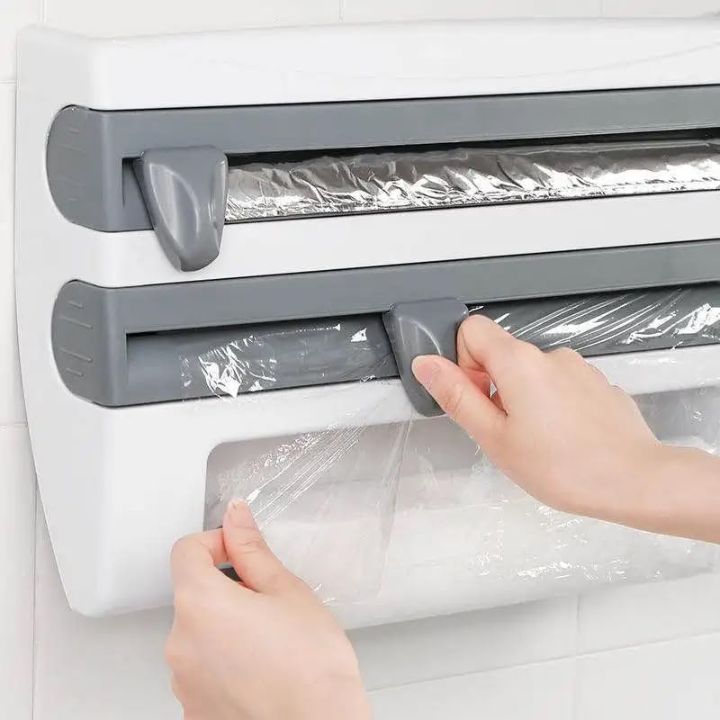Multifunktionaler Folienhalter – Platzsparend, bohrfrei, wandmontiert