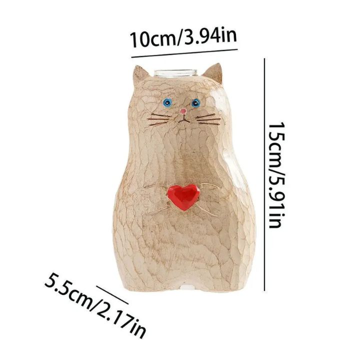 Katzen-Holzvase – Deko & Geschenk für Katzenfreunde