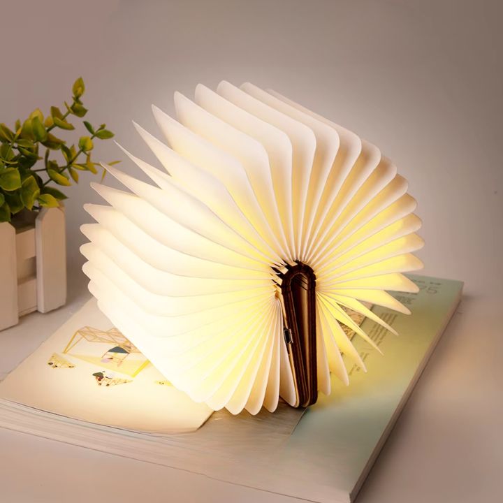 Faltbare kabellose LED-Holzlampe – 3 Lichtfarben, modern und stilvoll