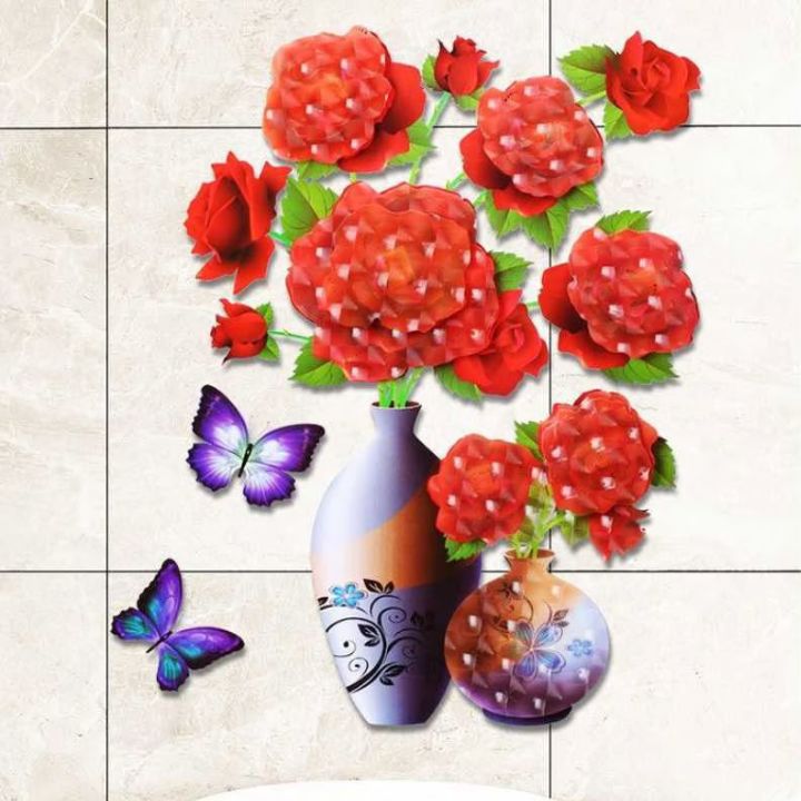 3D-Vasen-Wandsticker – Abnehmbare Blumendeko