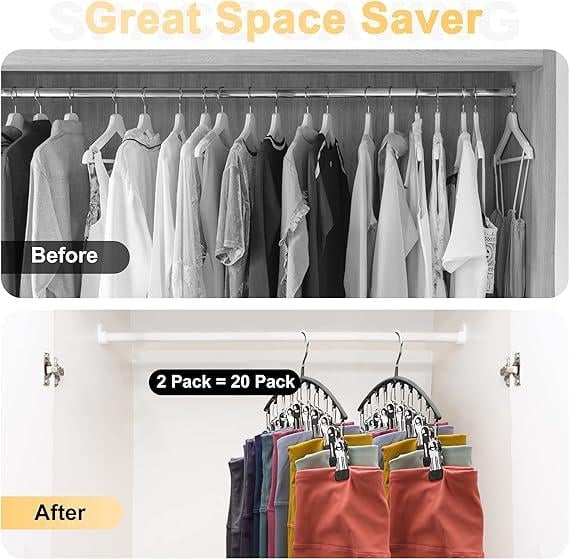 2er-Set Leggings-Organizer Kleiderbügel – mit 20 Clips für platzsparende Aufbewahrung!
