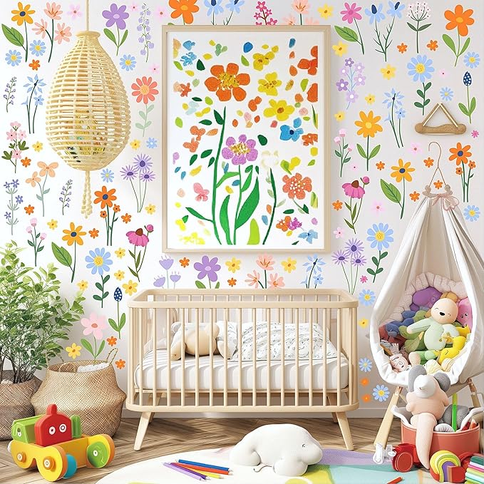 8 Bögen Frühlingshafte Blumen-Wandsticker – 102 selbstklebende Motive für ein frisches Zuhause!