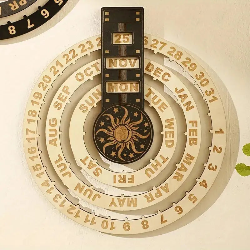 Eleganter Holzkalender mit Rotationsmechanismus