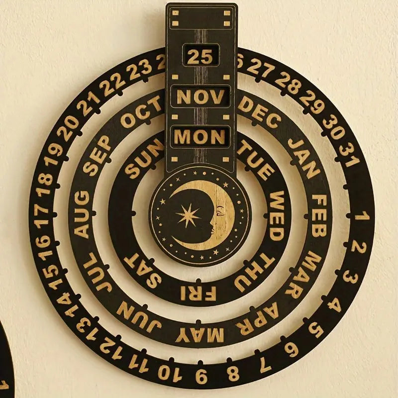 Eleganter Holzkalender mit Rotationsmechanismus
