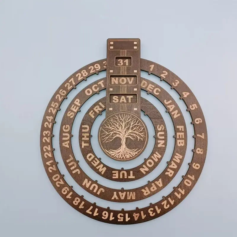 Eleganter Holzkalender mit Rotationsmechanismus