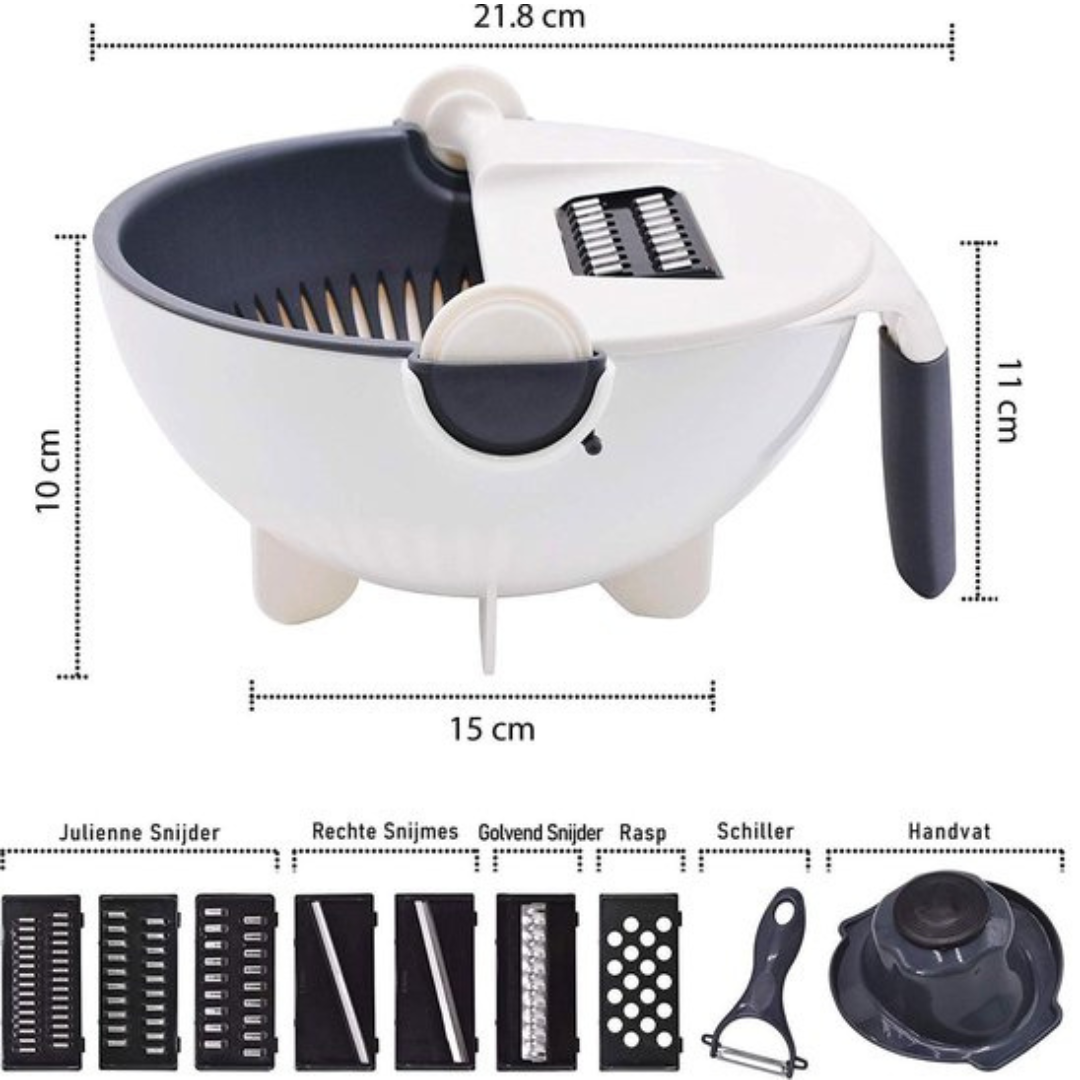 7-in-1 Gemüseschneider mit Abtropfkorb und austauschbaren Klingen