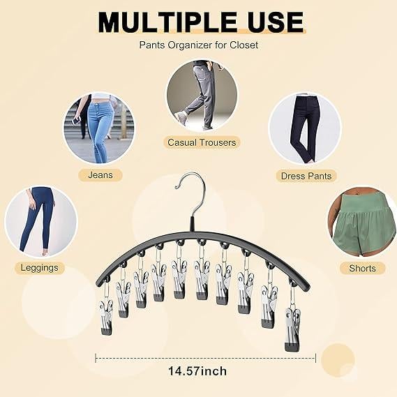 2er-Set Leggings-Organizer Kleiderbügel – mit 20 Clips für platzsparende Aufbewahrung!