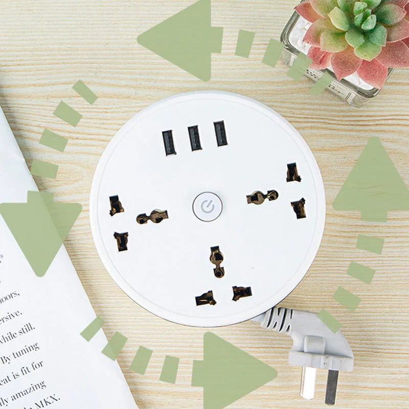 Universelle Steckdosenleiste mit einziehbarem Kabel & USB-Ports