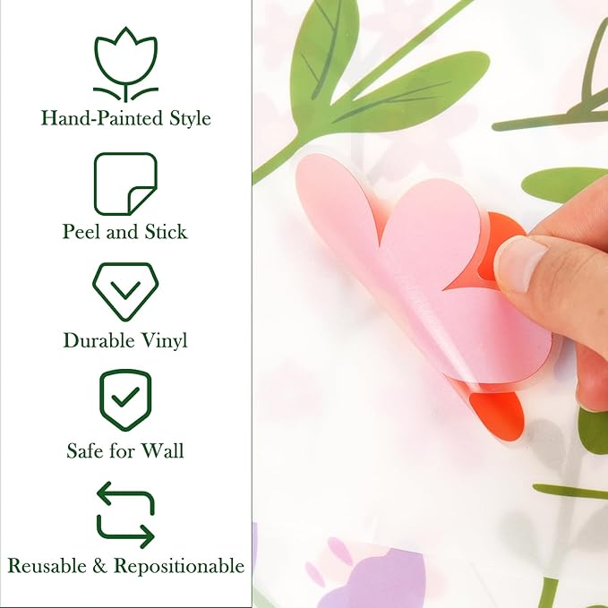 8 Bögen Frühlingshafte Blumen-Wandsticker – 102 selbstklebende Motive für ein frisches Zuhause!