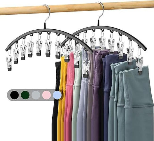 2er-Set Leggings-Organizer Kleiderbügel – mit 20 Clips für platzsparende Aufbewahrung!
