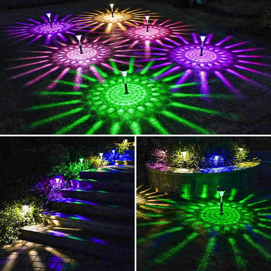 2er-Set Solar-Gartenlichter – LED-Wegeleuchten mit Sonnenmuster-Projektion!