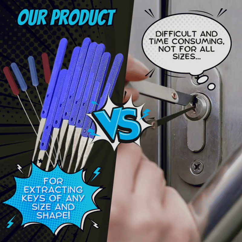 12-teiliges Schlüssel-Entfernungswerkzeug-Set – zur Entfernung abgebrochener Schlüssel aus Schlössern!