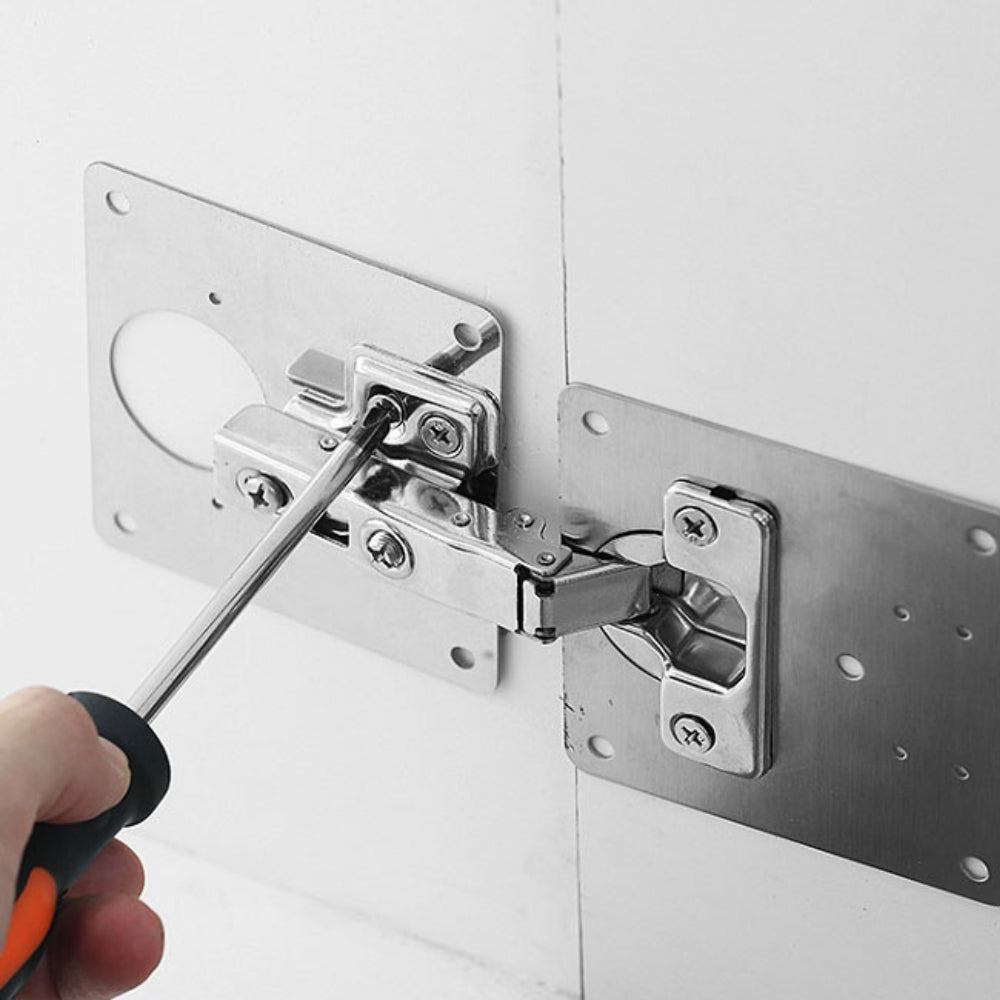 2+2 GRATIS | Scharnier-Reparaturplatten-Set [INKLUSIVE Schrauben]