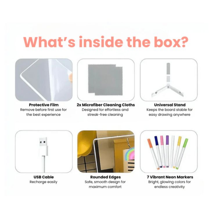 LED-Zaubertafel für Kinder – Acryl Schreibbrett mit Licht