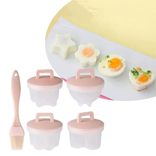 Gekochte Eierform-Set | Lustige Frühstückseier (4 Stk. + Pinsel)