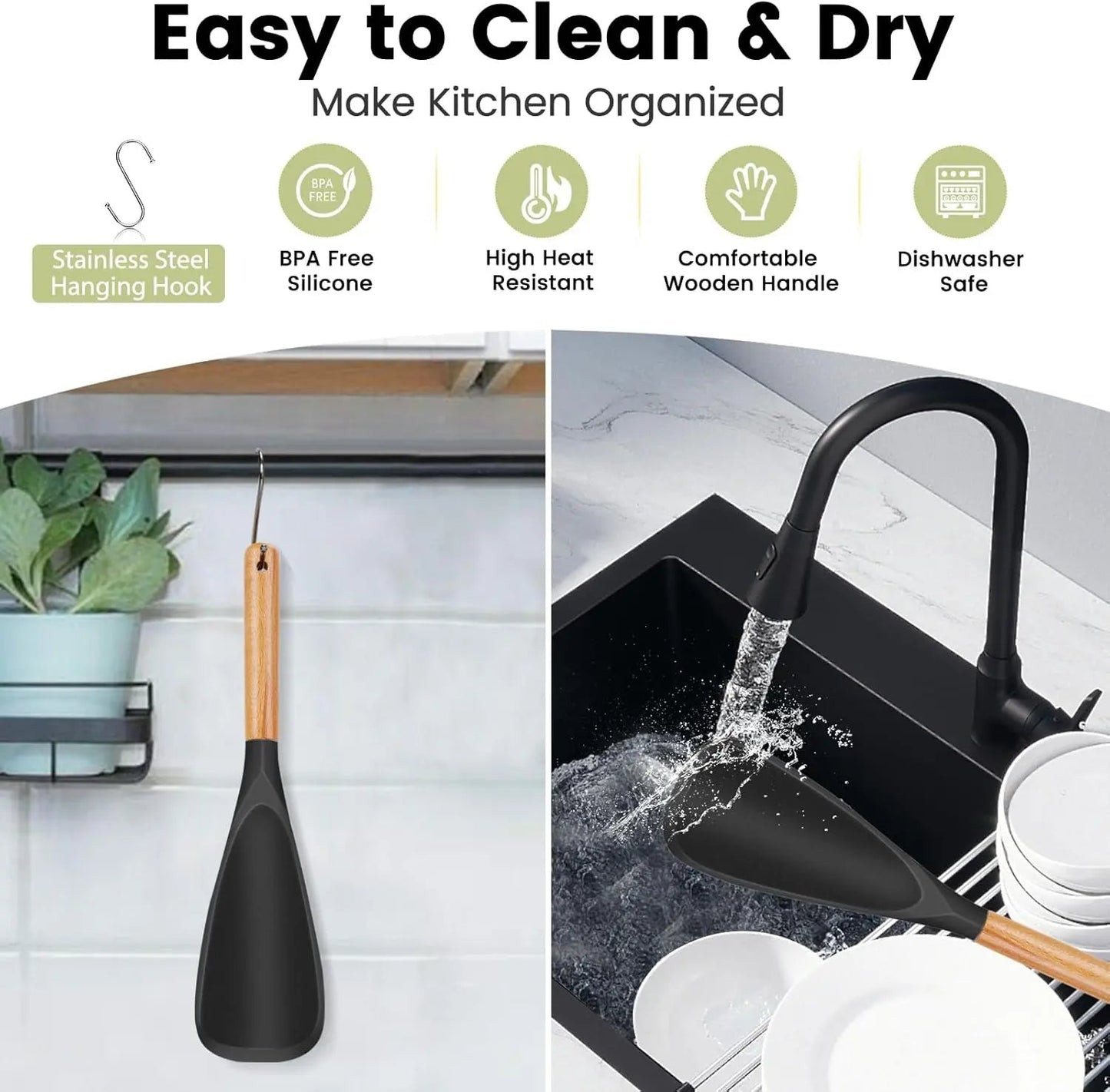 1+1 GRATIS | 2-in-1 Silikon-Koch- und Servierlöffel