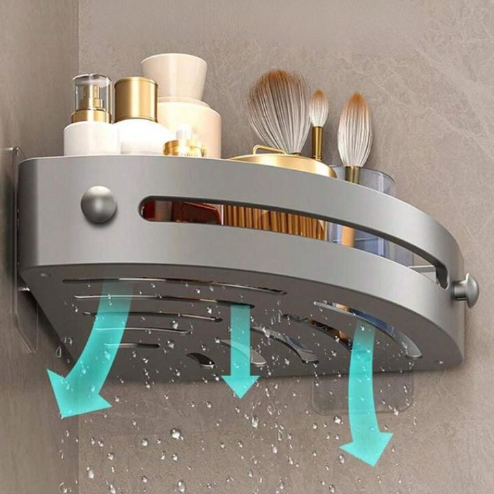 Badezimmer-Wandregal – Rostfreier Eckkorb mit Klebehalter