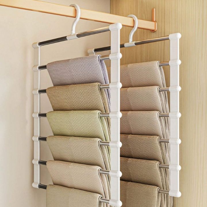 7 Stangen Platzsparender Edelstahl-Hosenbügel