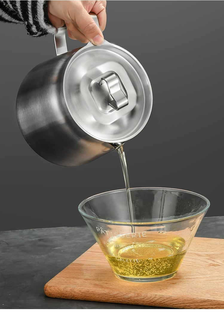 2-in-1 Edelstahl-Fettfiltertopf – Frittieren & Ölsieben in einem