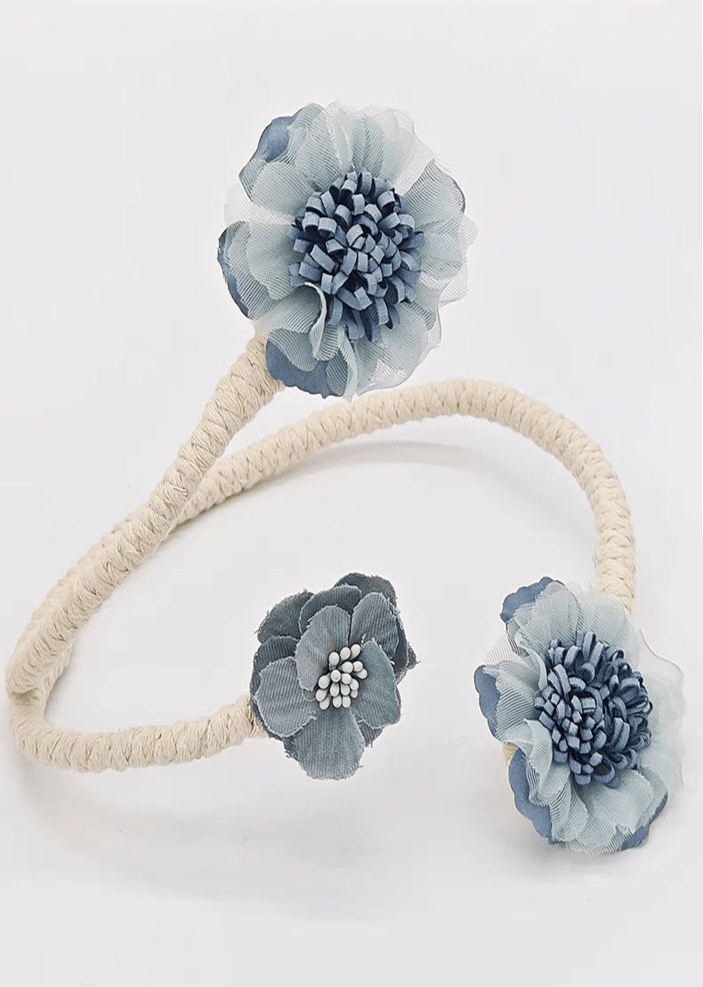 Vorhanghalter mit Blumen – Vintage Look & Biegsame Kordel (2er-Set)