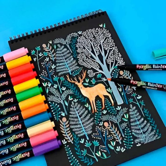 Acrylmarker-Set (12 Farben) – Wasserfest für Kunst & DIY