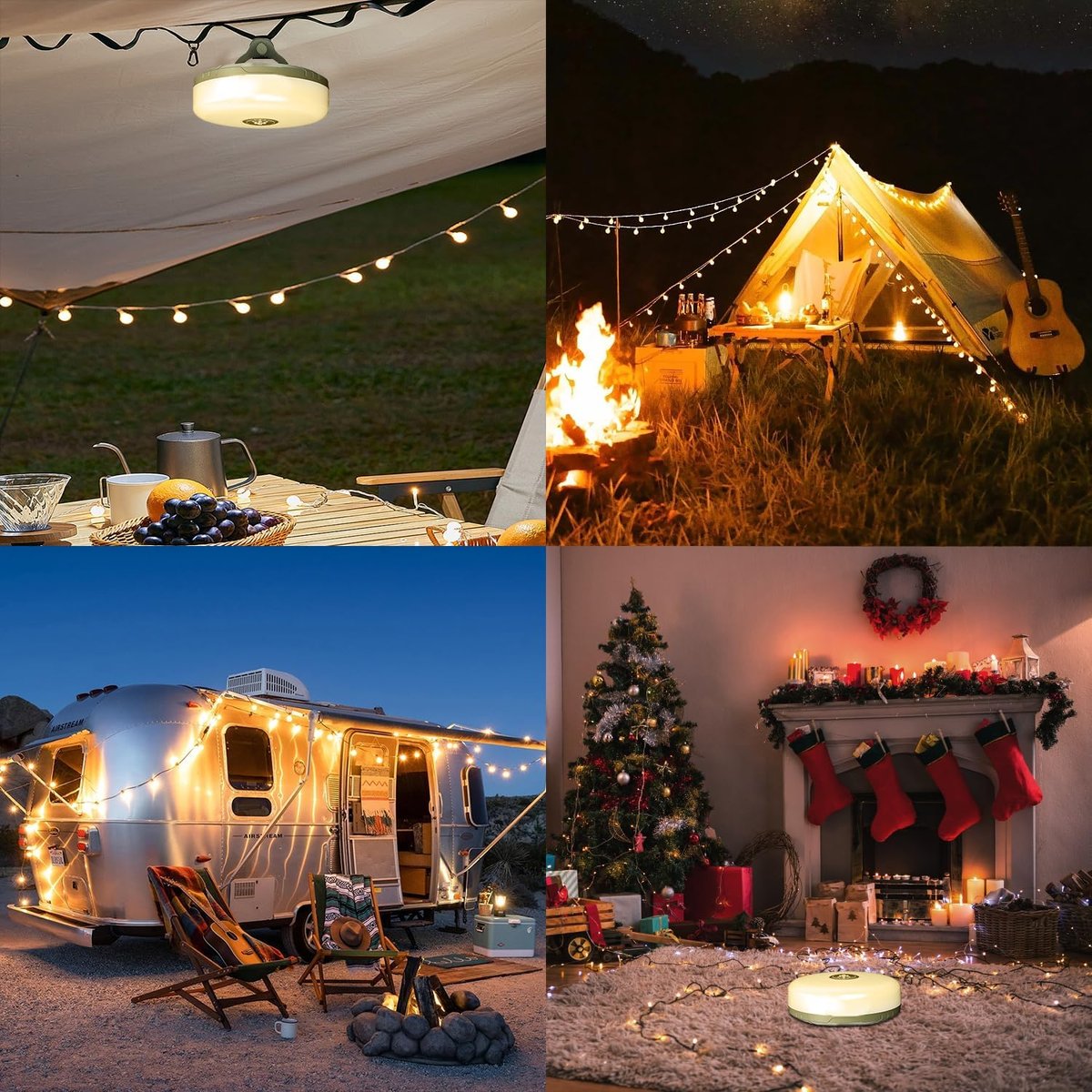 4-in-1 Campinglicht mit RGB-Lichterkette & Powerbank
