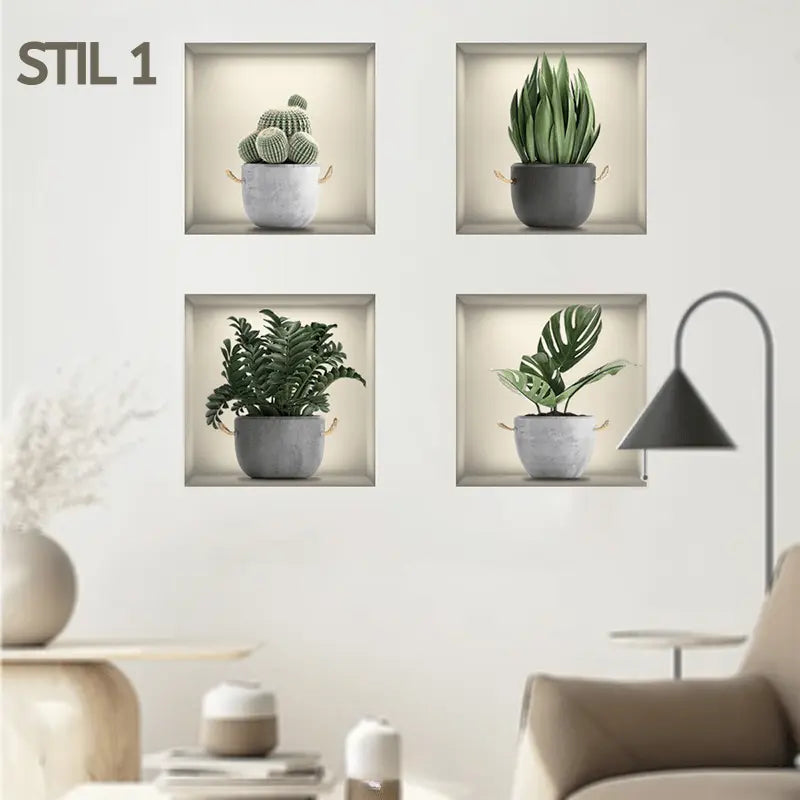 3D selbstklebende Pflanzenaufkleber-Set