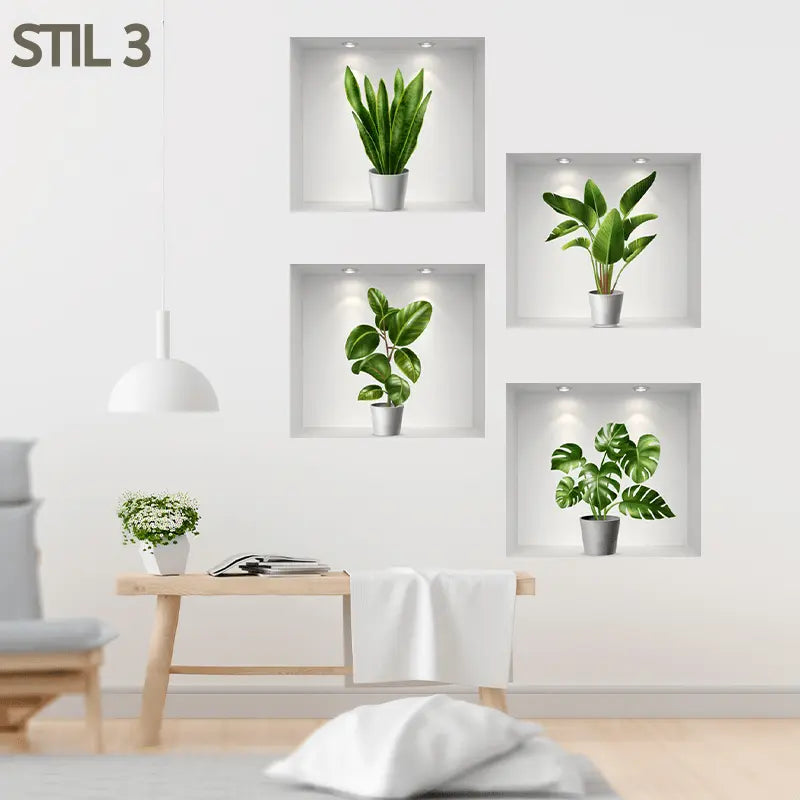 3D selbstklebende Pflanzenaufkleber-Set