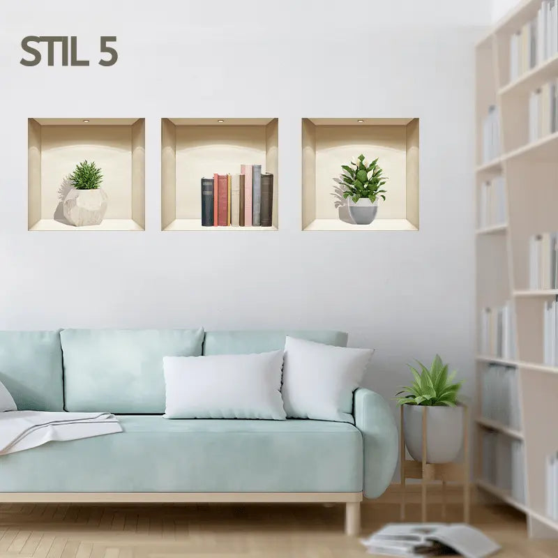 3D selbstklebende Pflanzenaufkleber-Set