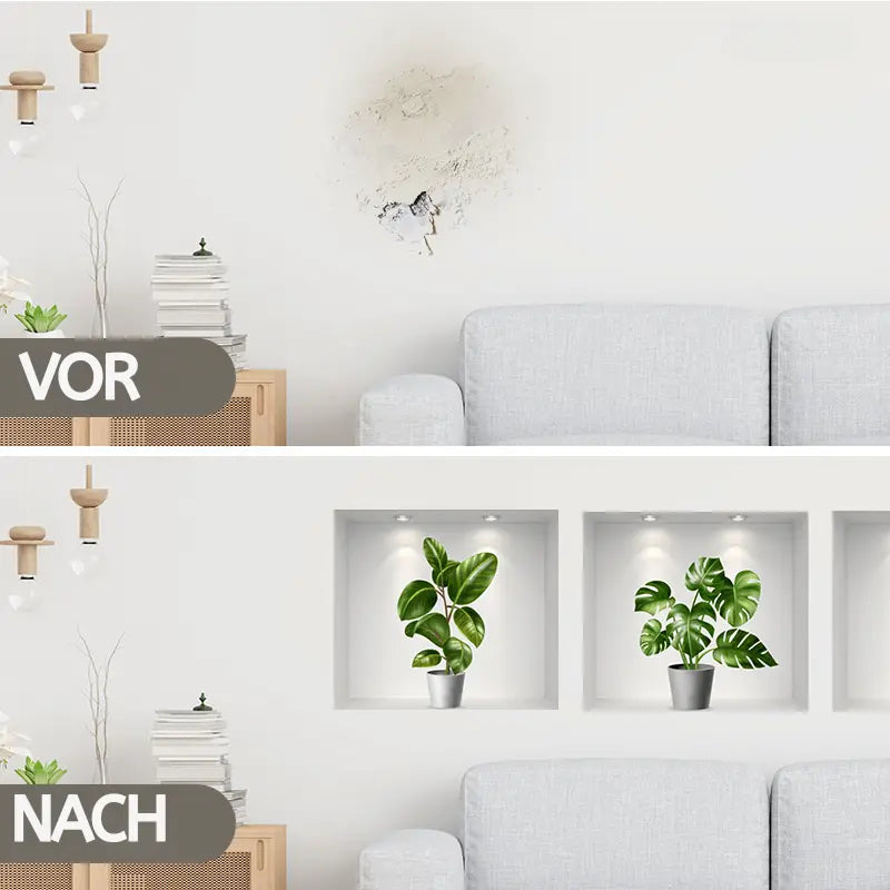 3D selbstklebende Pflanzenaufkleber-Set