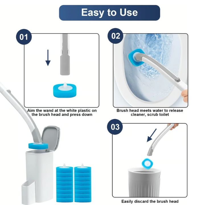 Toilettenreinigungsstab mit 6 Einweg Hygienisch mit Nachfüllpads