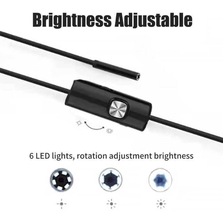 3-in-1 USB Endoskopkamera – Wasserdicht, Flexibel mit 6 Led-Leuchten
