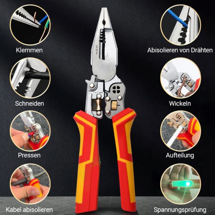 8-in-1 Abisolierzange mit Spannungsprüfer