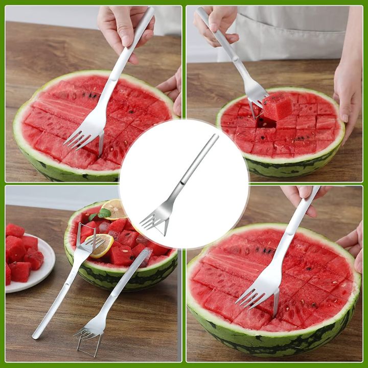 1+1 Gratis | Edelstahl Wassermelonen Würfelschneider & Serviergabel