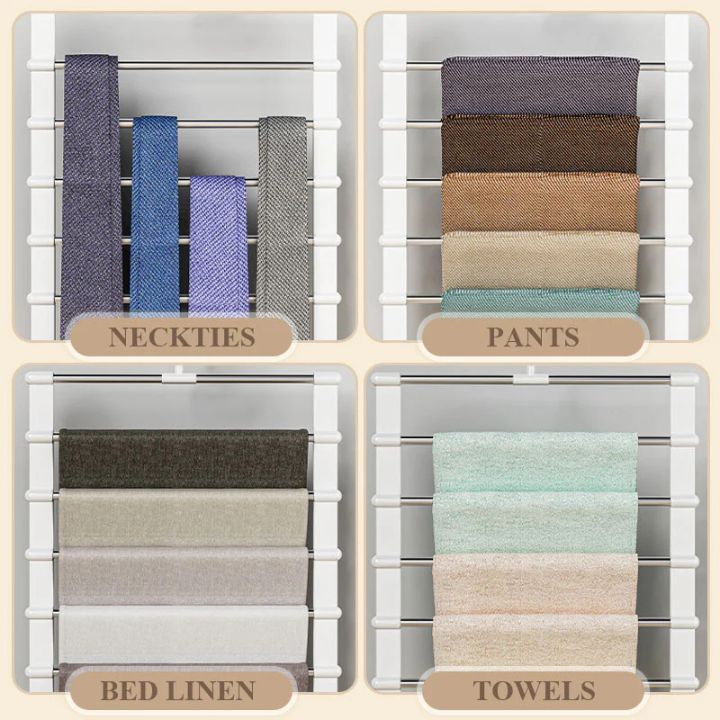 7 Stangen Platzsparender Edelstahl-Hosenbügel