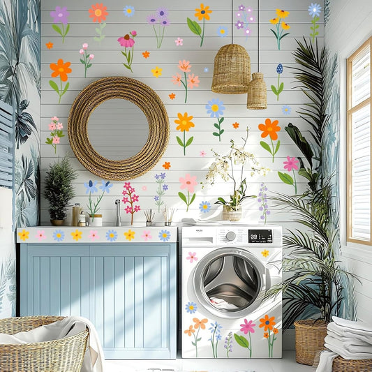 8 Bögen Frühlingshafte Blumen-Wandsticker – 102 selbstklebende Motive für ein frisches Zuhause!