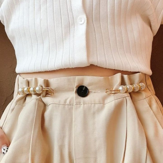 4 Stück | Elegante Sicherheitsnadel-Brosche mit Perlen und Strass